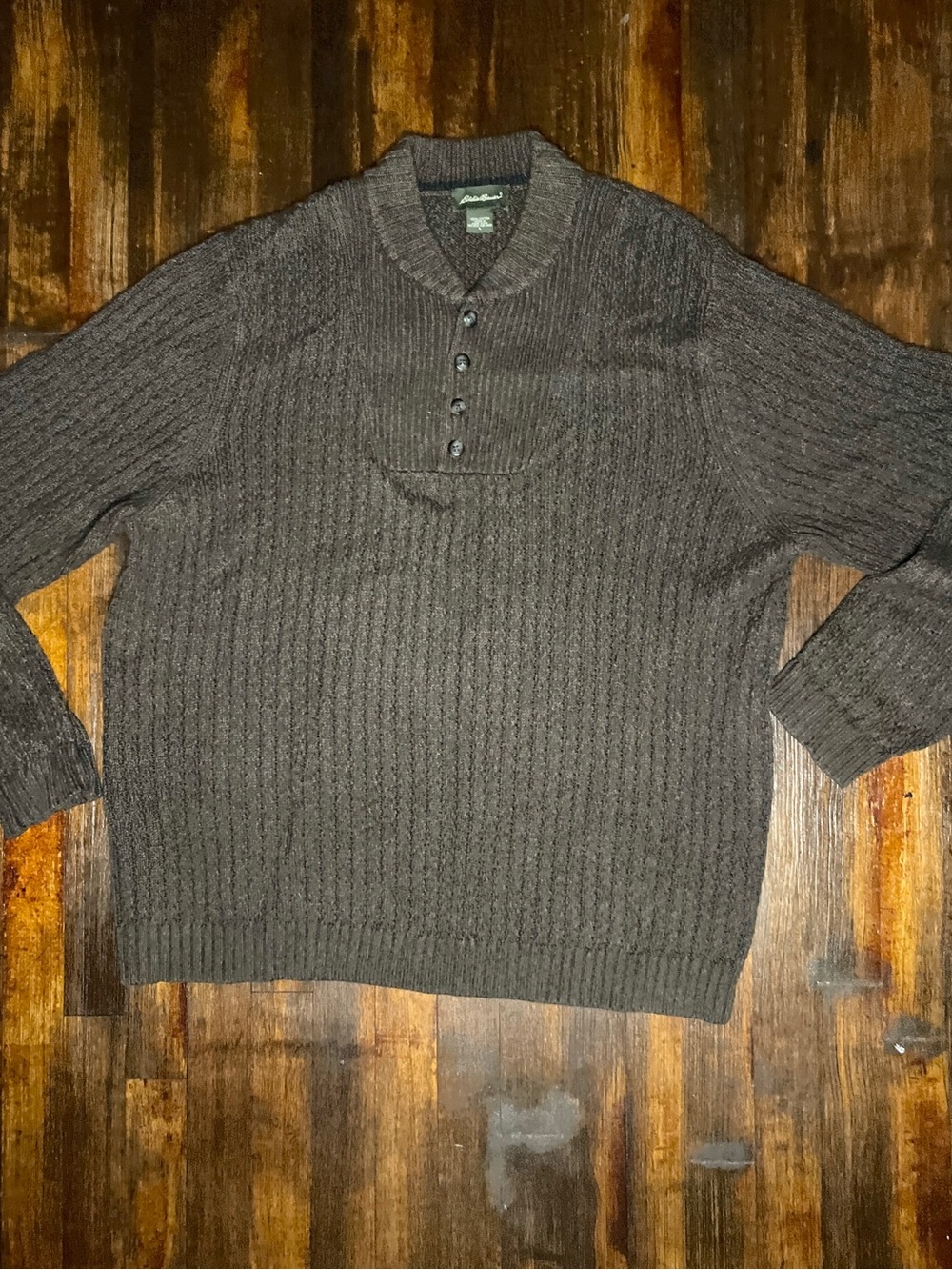 Vintage Eddie Bauer Men’s Large Brown pullover cotton sweater L XL